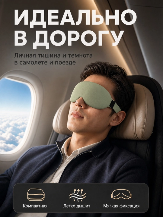 Маска для сна 3D, дышащая повязка на глаза
