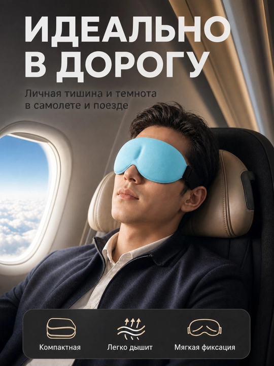 Маска для сна 3D, дышащая повязка на глаза