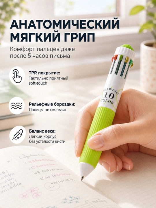 Набор шариковых ручек цветных многоцветных, 3 шт (30 цветов)