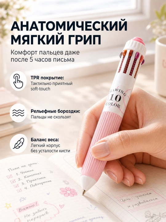 Набор шариковых ручек цветных многоцветных, 3 шт (30 цветов)