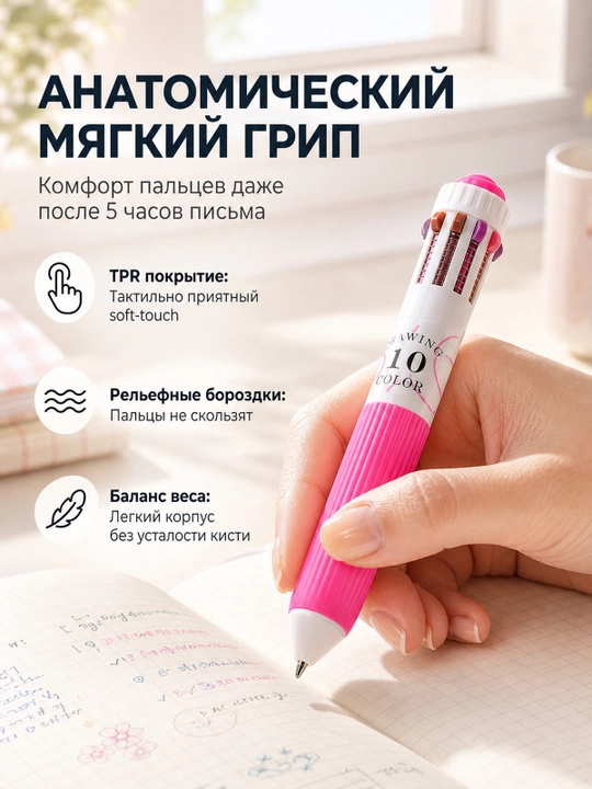 Набор шариковых ручек цветных многоцветных, 3 шт (30 цветов)