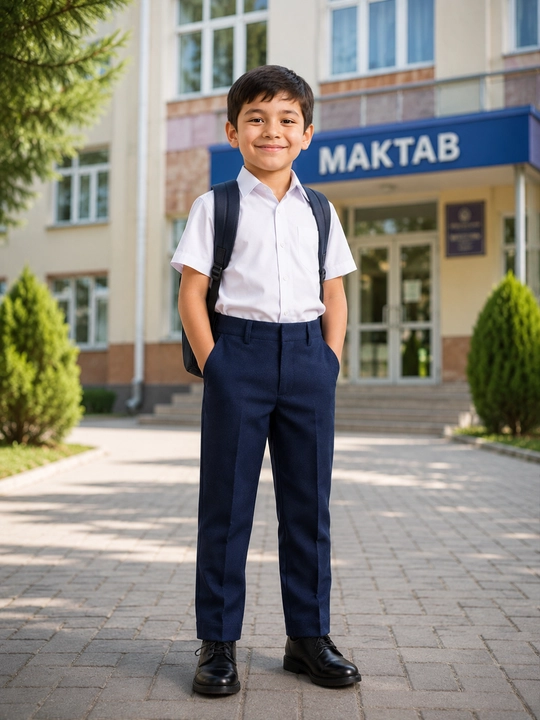Maktab shimi, klassik, 7-8 yoshli o‘g‘il bolalar uchun, to‘q ko‘k