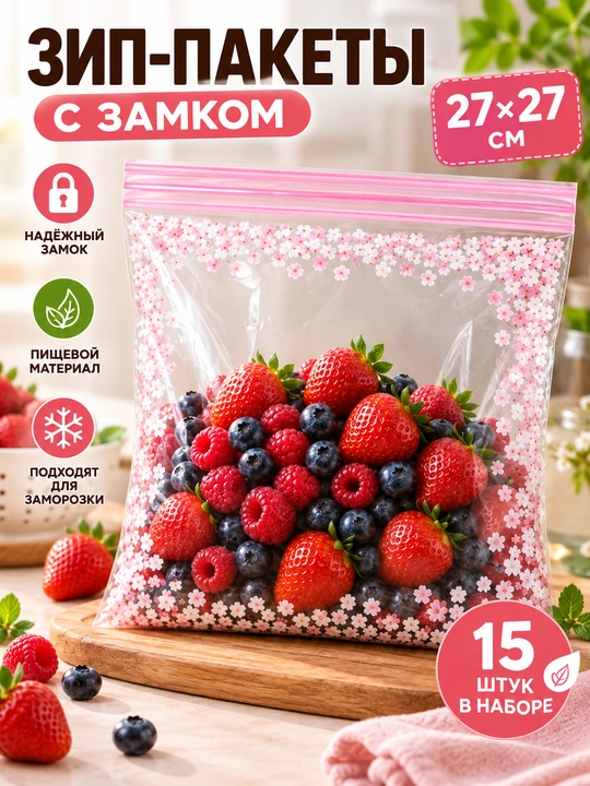 Многоразовые Зип-пакеты с замком для хранения продуктов, пищевые пакеты для заморозки - 