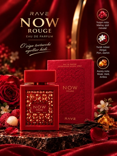 RAVE Now Rouge Lattafa Ayollar uchun arab Parfyumlangan suv, 100 ML