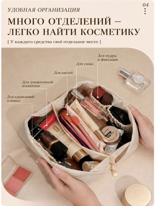 Ayollar kosmetik sumkasi, katta, kosmetika, sumka eko-charmdan, 4 hil rangda