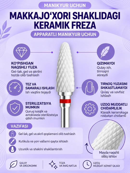 Керамическая фреза для маникюра формы кукуруза - 
