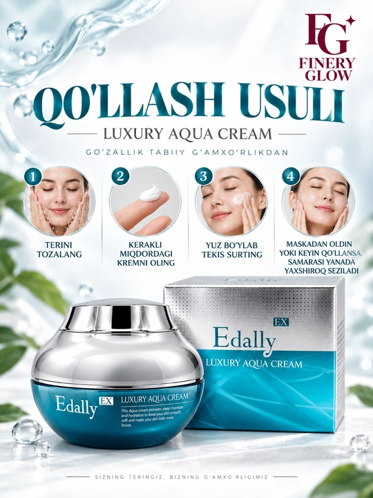 Edally EX Luxury Aqua Cream, 50 g, yuz uchun namlantiruvchi gialuronatli krem
