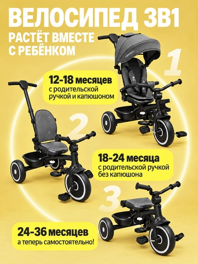 Детская коляска Cool Guy 1–4 лет, 360°, двусторонняя, 30 кг, сидя и лёжа