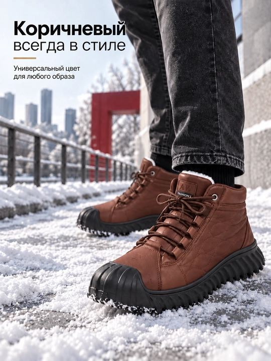 Мужские зимние ботинки ThermoStep утеплённые на шнуровке