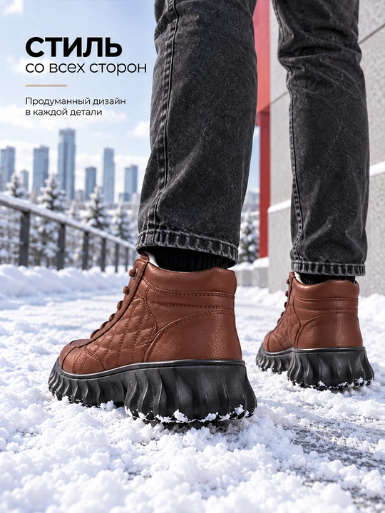 Мужские зимние ботинки ThermoStep утеплённые на шнуровке