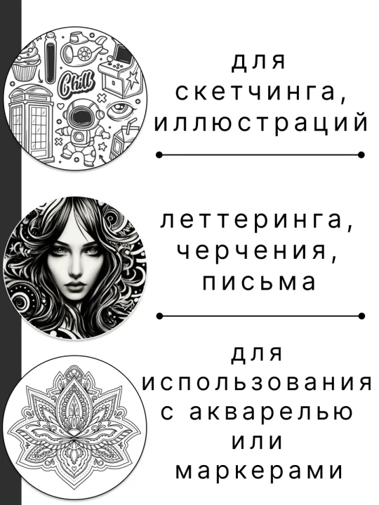 Черный линер для рисования набор SKETCHMARKER 6 штук ручки 0.05, 0.1, 0.2, 0.3, 0.4, 0.5 мм