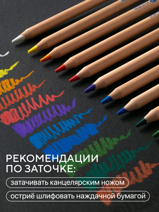 Пастельные карандаши для рисования Сонет художественные набор 12 цветов