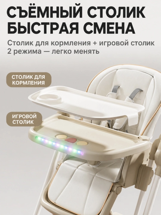 Стульчик для кормления 3 в 1 с электрокачанием, пультом, 6 уровнями высоты, складной