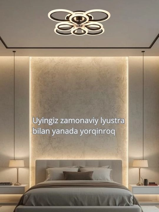 LED potolok lyustrasi 3 xil yoritish rejimi bilan, modern uslubda, tilla va qora rangda