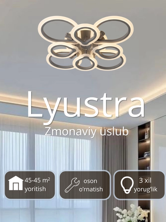 Светодиодная потолочная LED люстра 3 режима свечения, модерн, золотая и черная - 