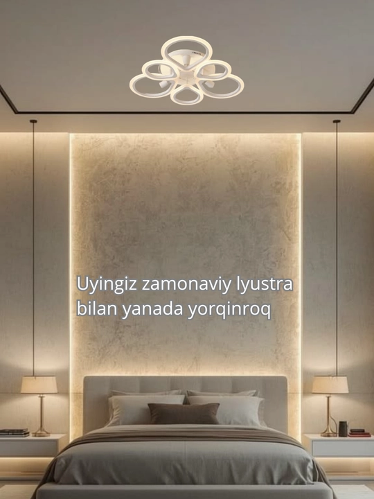 LED potolok lyustrasi 3 xil yoritish rejimi bilan, modern uslubda, tilla va qora rangda