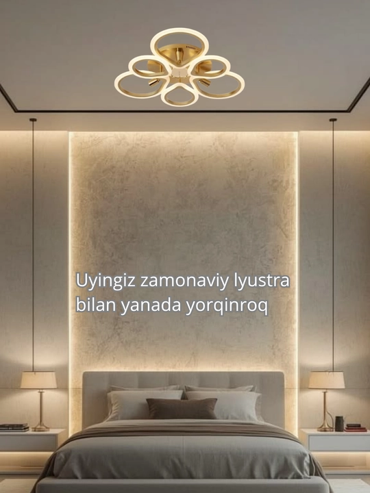 LED potolok lyustrasi 3 xil yoritish rejimi bilan, modern uslubda, tilla va qora rangda