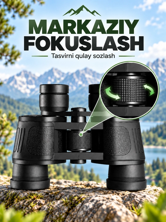 8x40 turistik durbin, markaziy fokusli, tabiat va baliq ovlash uchun