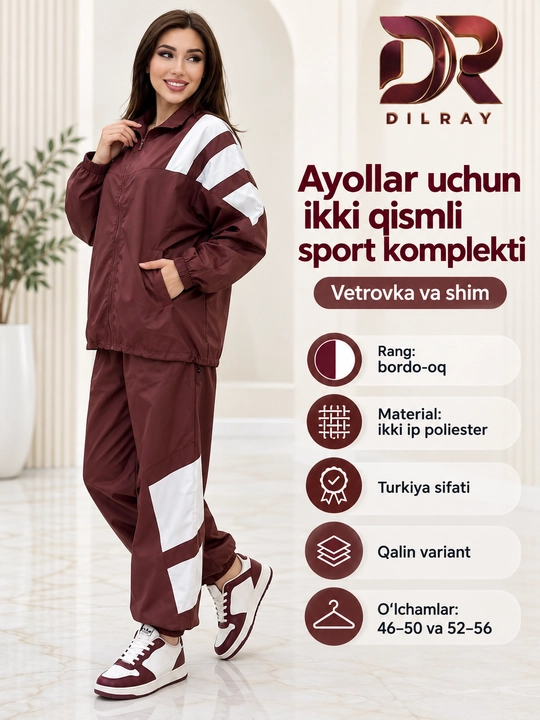 Ayollar dvoykasi, vetrovka va shimdan iborat ikki qismli kostyum