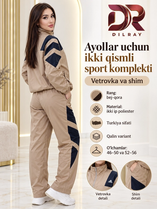 Ayollar dvoykasi, vetrovka va shimdan iborat ikki qismli kostyum