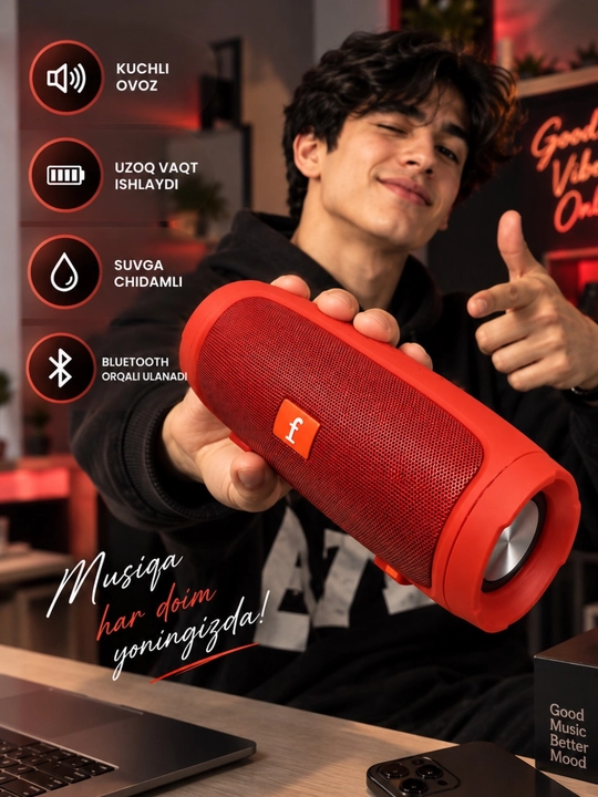 Mini simsiz kolonka Bluetooth, kuchli ovoz, portativ dinamik