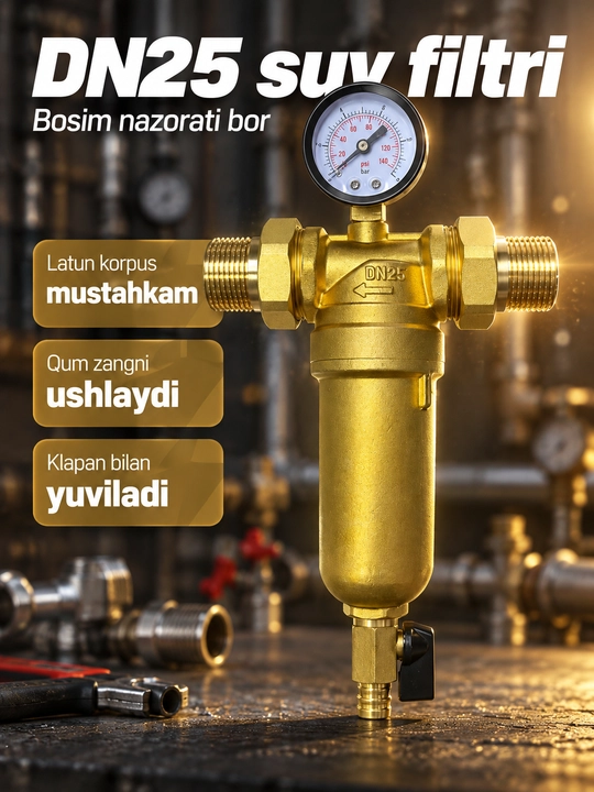 Фильтр для воды 1/2" с манометром - 
