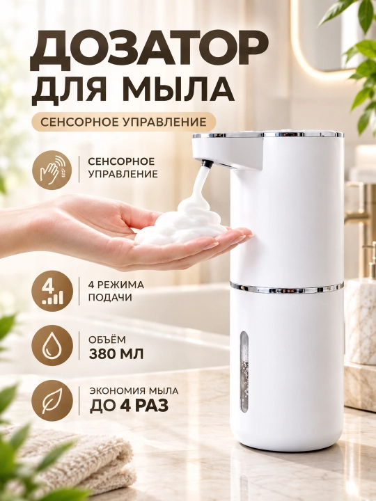 Дозатор для жидкого мыла и моющего геля, превращающий жидкость в пену - 