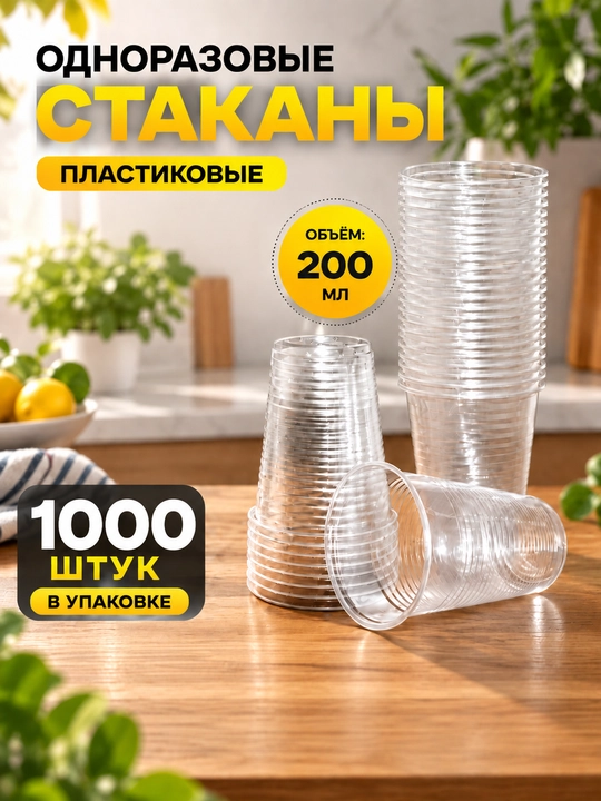 SIFATLI Bir martalik shaffof plastik stakanlar, 200 ml — dona sonini pastdan tanlang - 