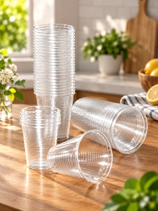 SIFATLI Bir martalik shaffof plastik stakanlar, 200 ml — dona sonini pastdan tanlang