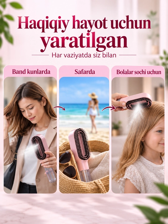 Suv purkagichli massaj tarog‘i Hair Brush