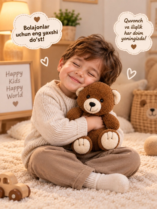 Bolalar uchun yumshoq o‘yinchoq ayiqcha, o‘yinchoq ayiqcha