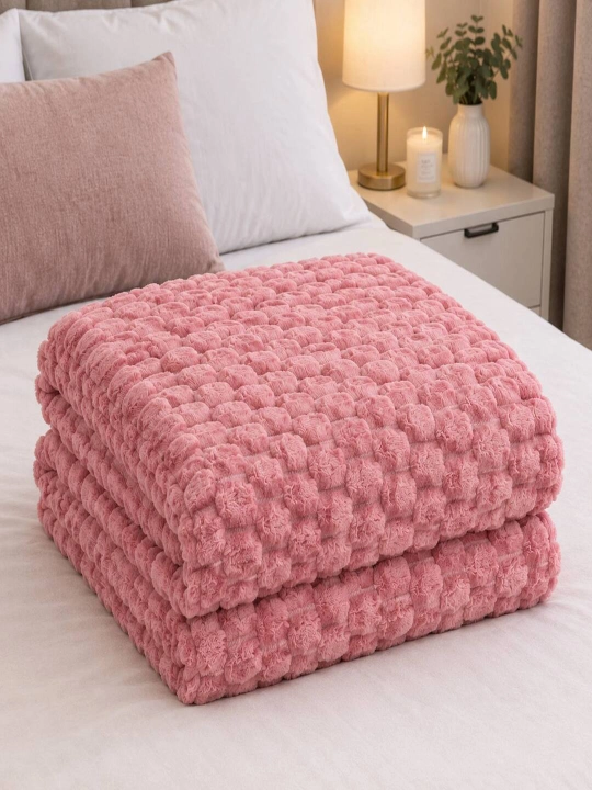 «Pushti Pechenye» pled 190×220 sm, bir qatlamli, pushti rangda, yumshoq va shinam