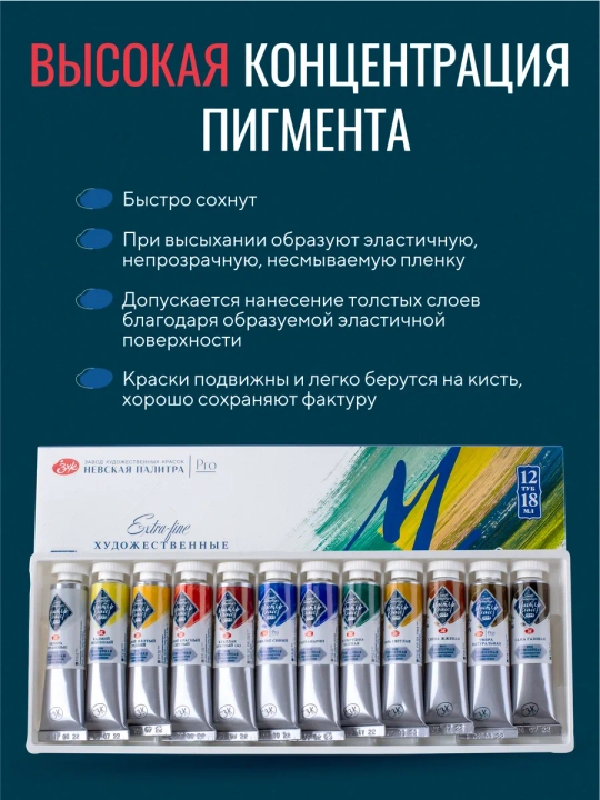 Темпера для рисования Мастер-Класс темперные краски набор 12 цветов по 18 мл