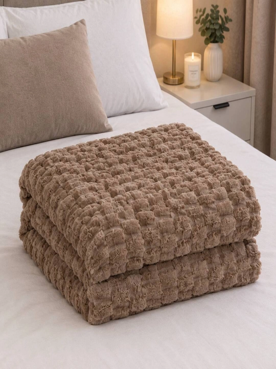 «Shokoladli Pechenye» pled 190×220 sm, bir qatlamli, jigarrang, yumshoq va shinam