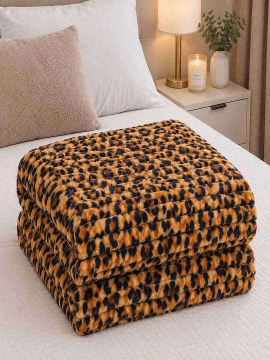 «Leopard Shik» pled 170×220 sm, gofra, leopard naqshli, shinam va zamonaviy