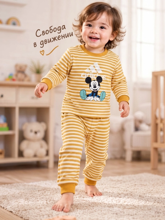 Детский комплект, пижама, двойка, хлопок, футболка, штаны, 1-3 лет, одежда для дома