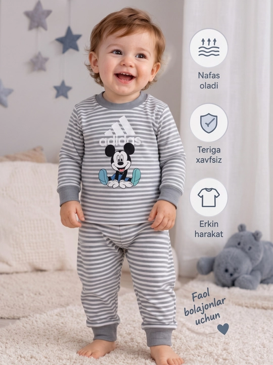Детский комплект, пижама, двойка, хлопок, футболка, штаны, 1-3 лет, одежда для дома