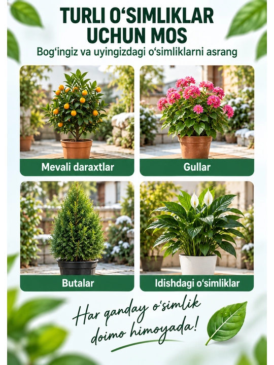 O‘simlik, buta va daraxtlar uchun qishki himoya qoplami, agroto‘qimali qop