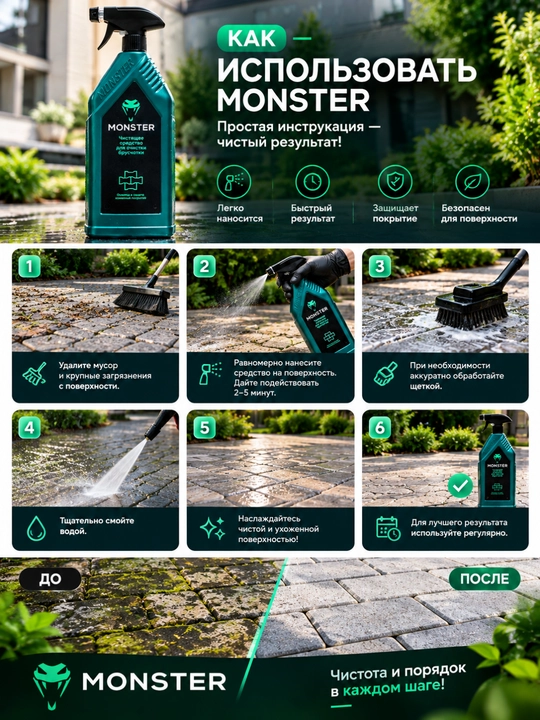 Monster bruschatka va tosh qoplamalarni tozalash vositasi