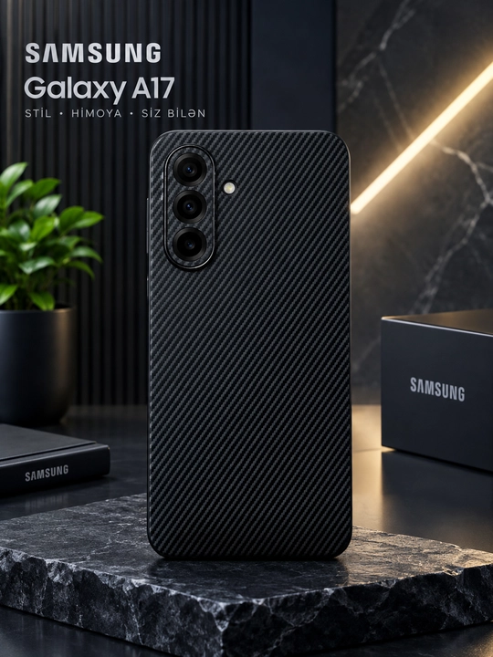 Samsung Galaxy A17 4G silikon chexol, karbon dizayn, zarba va tirnalishdan himoya
