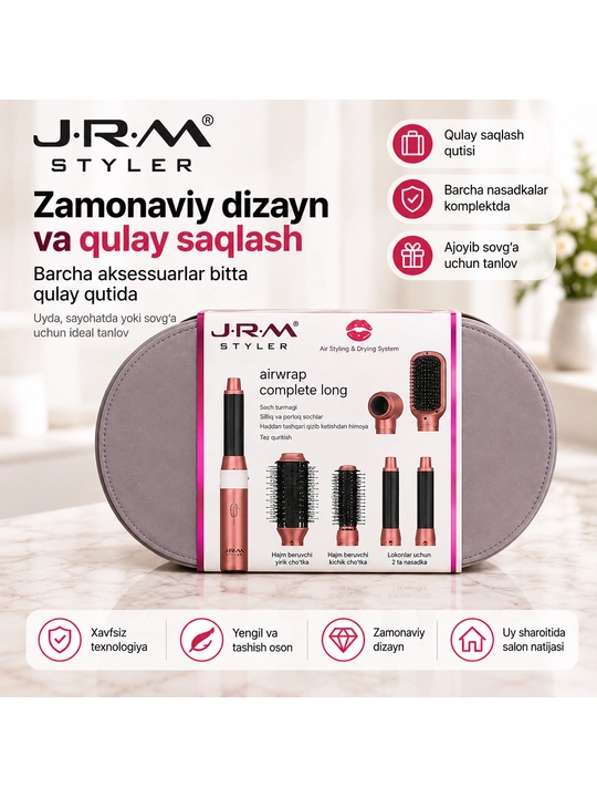 JRM JR003 6 tasi 1 da, soch turmaklagich, Airwrap, fen-stayler - 