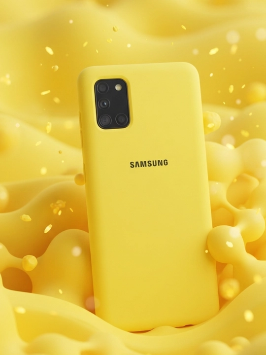 Samsung Galaxy A31 uchun sariq rangli silikon himoya chexoli