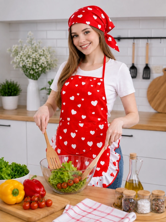 Фартук и косинка для женщин, для работы по дому и на кухне, из хорошей ткани
