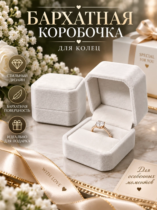 Бархатные коробочки для колец и серёжек - 