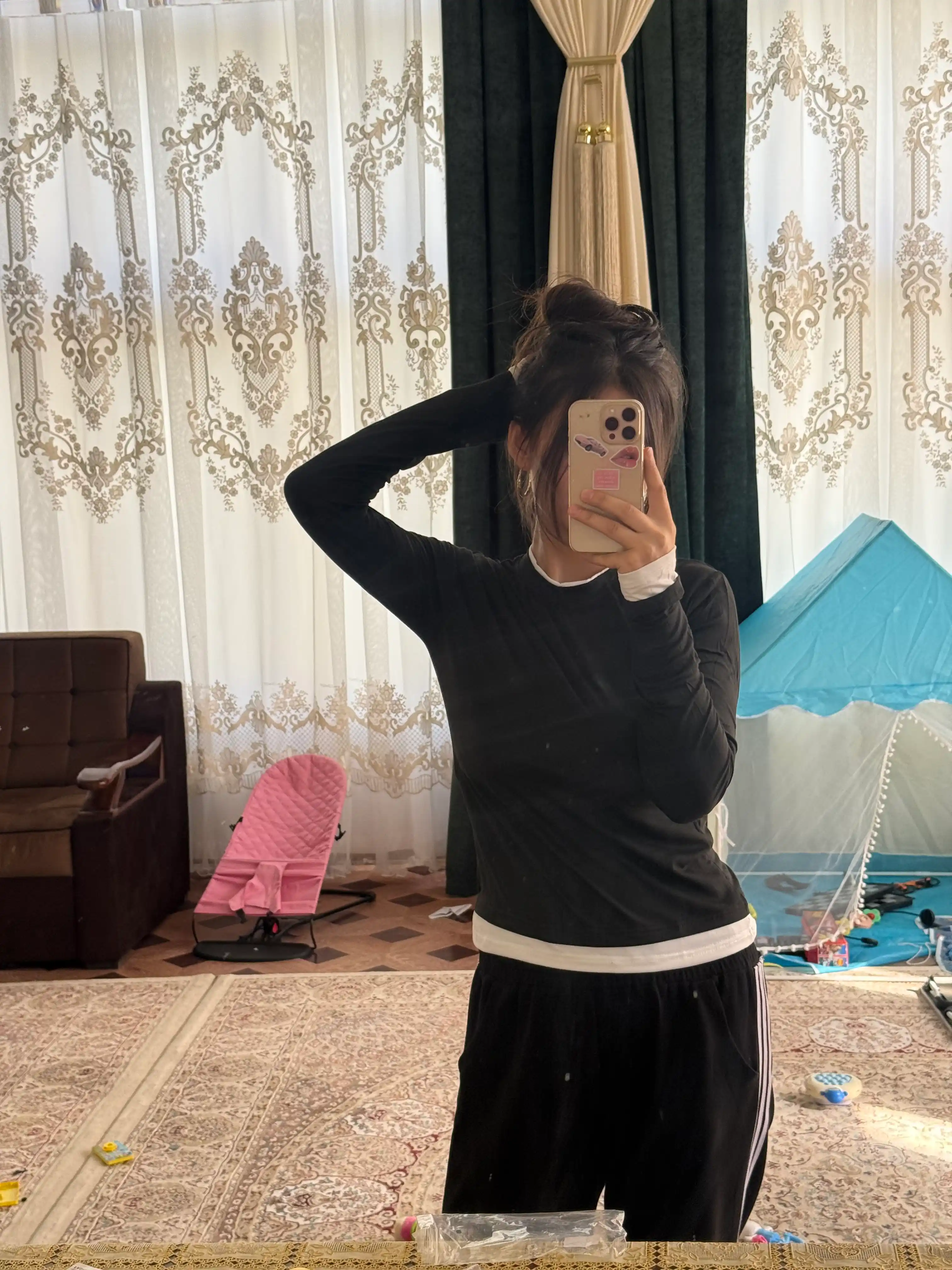 Ikki qavatli effektli uzun yengli ayollar longslivi, asosiy, uzun yengli longlsliv