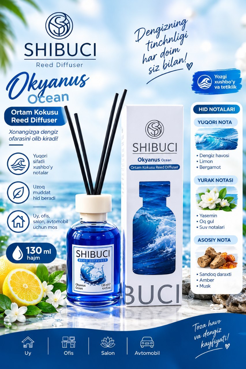 Uy, avto va ofislar uchun havo xushbo'ylagichi "SHIBUCI"Turetskiy brend 130ml Diffuzor - 