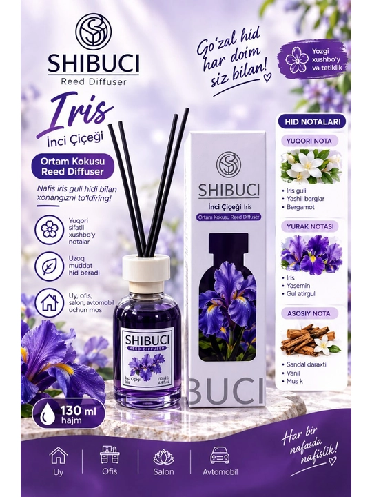 Uy, avto va ofislar uchun havo xushbo'ylagichi "SHIBUCI"Turetskiy brend 130ml Diffuzor - 