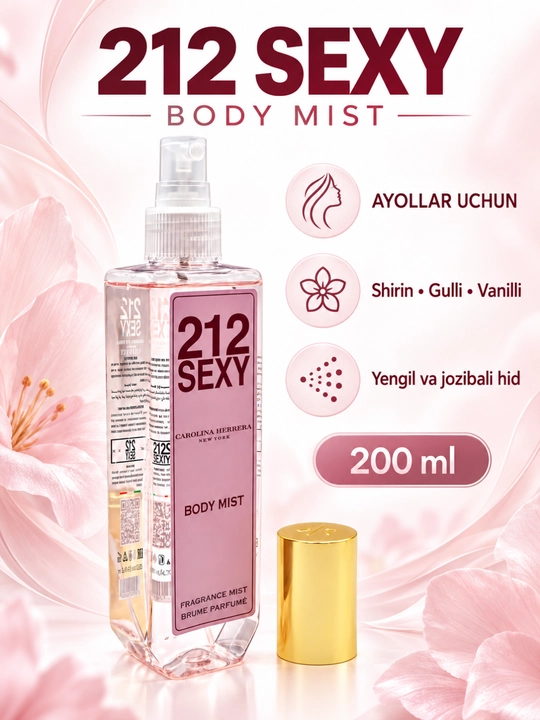 Tana uchun xushbo‘y Mist 212 Sexy ayollar yengil xushbo‘y spreyi, 200 ml - 