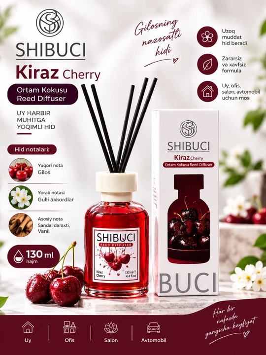 Uy, avto va ofislar uchun havo xushbo'ylagichi "SHIBUCI"Turetskiy brend 130ml Diffuzor - 