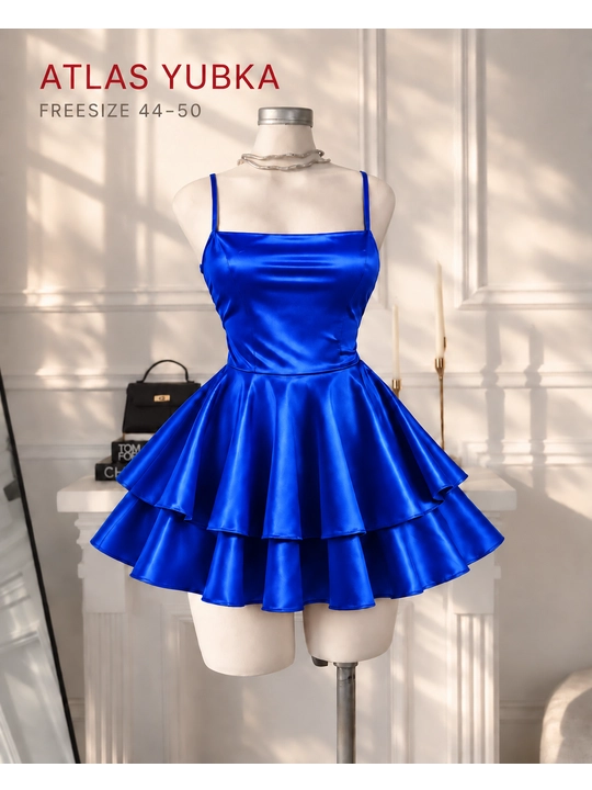 Ayollar uchun atlas penyuar, yubkali tungi kiyim, Freesize 44–50 - 